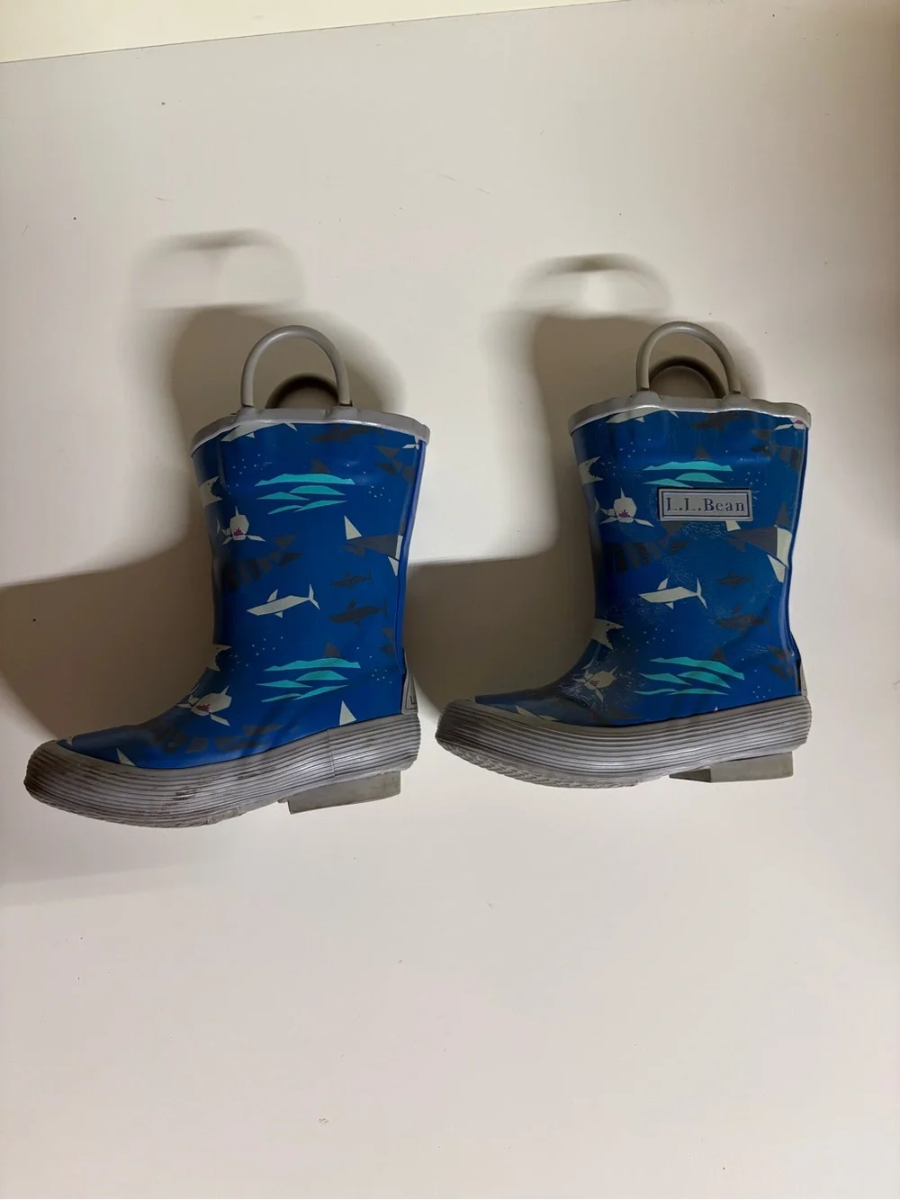 L.L. Bean Toddlers' Puddle Stompers Rain Boots, Shark Print Size 7